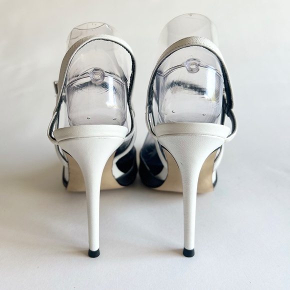 Ivanka Trump Itgeava Black White Leather Point Toe Heeled Slingbacks size 7.5 - Picture 7 of 16